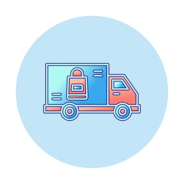 Teslimat kamyonu vektör simgesi modern basit illüstrasyon                        