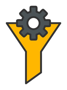 Vites simgesiyle filtre hunisi, vektör illüstrasyonu