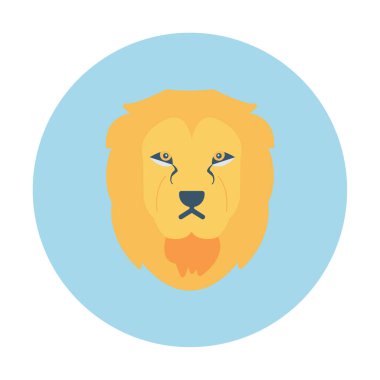 Aslan başı düz simgesi, vektör illüstrasyonu