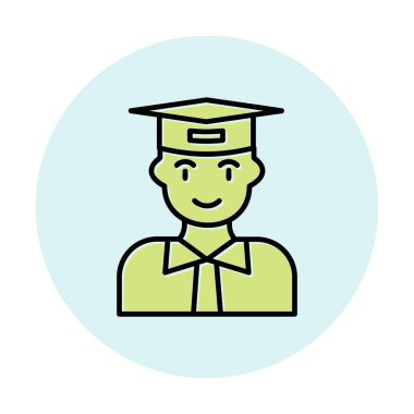 düz stil tasarım vektör illüstrasyonunda düz öğrenci