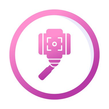 Akıllı telefon web simgesi, vektör illüstrasyonlu selfie çubuğu 