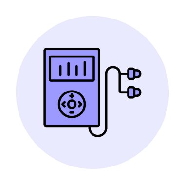 Kulaklık simgesi, vektör illüstrasyonlu Mp3 oynatıcı