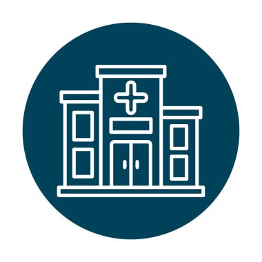 düz hastane binası ikon vektör çizimi 