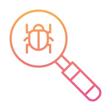 Böcekli büyüteç, virüs tespit simgesi, vektör illüstrasyon tasarımı 