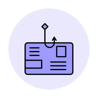 E- posta phishing satır simgesi. Mobil konsept ve web tasarımı için posta dolandırıcılığı stili işareti. Sembol, logo çizimi. Vektör grafikleri