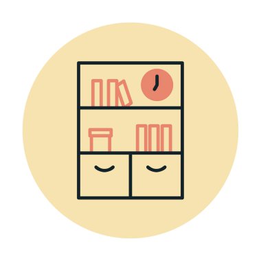 kitaplık düz simge, vektör illüstrasyonu 