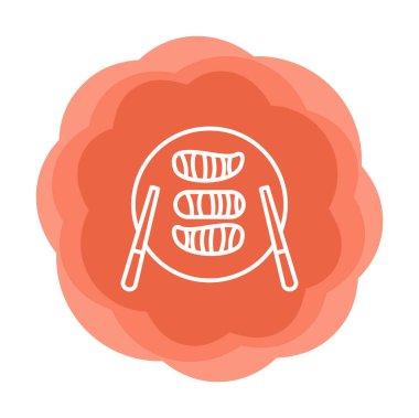 Tabak simgesinde suşi, vektör illüstrasyonu