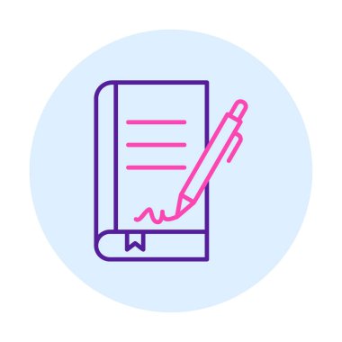 Basit Kitap İmzalama simgesi, vektör illüstrasyonu