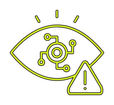 Uyarı işareti olan casus simgesi, vektör illüstrasyonu 