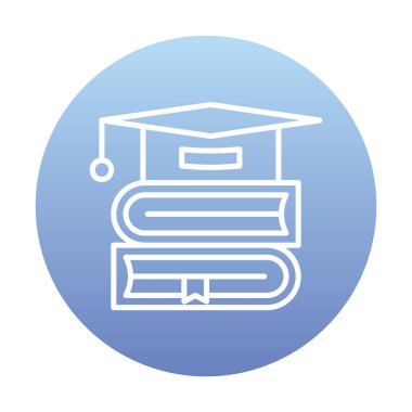 düz mezuniyet şapkası ve kitap simgesi illüstrasyonu 