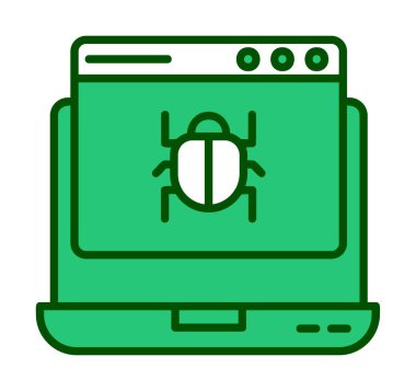 simple flat laptop computer infected by malware  icon  vector clipart