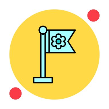 Sakura bayrak simgesi, vektör illüstrasyonu 