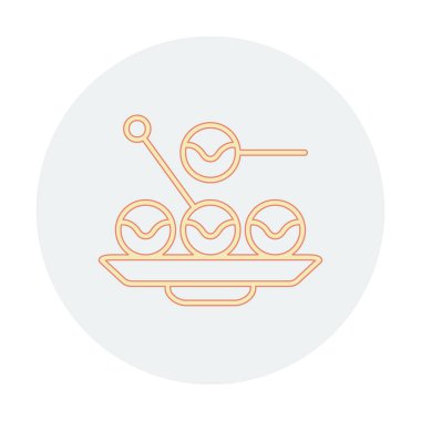 Basit Takoyaki Japon yemek ikonu, vektör illüstrasyonu