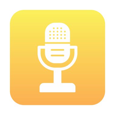 mikrofon simgesi uzun mavi arkaplanda izole edildi.