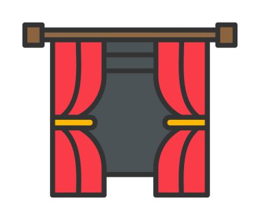 Tiyatro perdeleri simgesi, vektör illüstrasyonu 