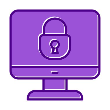 Basit Bilgisayar monitörü Ekran simgesi, vektör illüstrasyonunu kilitle