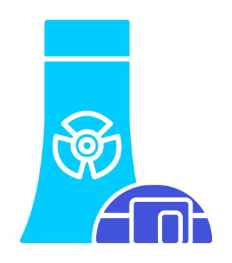 Nükleer enerji santrali ikon vektör illüstrasyon grafik tasarımı                        