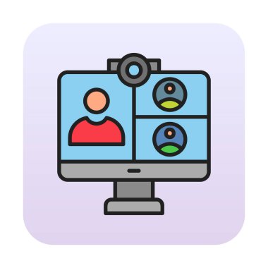 Basit çevrimiçi toplantı simgesi, vektör illüstrasyonu