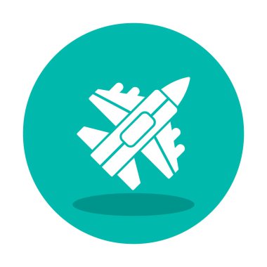 Jet Fighter ikonu. Askeri uçak uçuşu. vektör illüstrasyonu