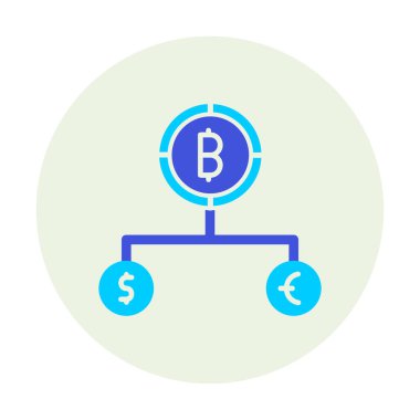 Para birimi yapısını bitcoin, dolar ve avro sembolleriyle böl 