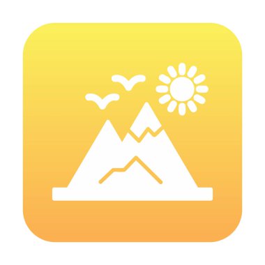 Dağların ve güneşin simgesi. vektör illüstrasyonu