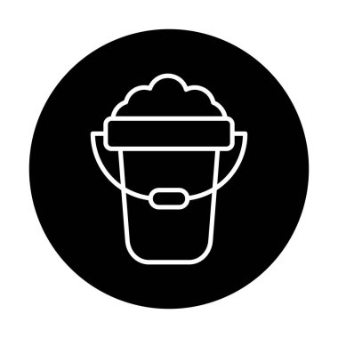 Köpük simgesi olan kova, vektör illüstrasyonu  