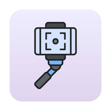 Akıllı telefon web simgesi, vektör illüstrasyonlu selfie çubuğu 