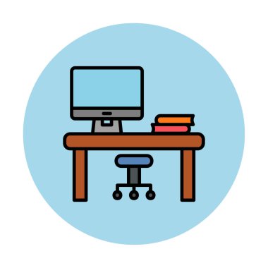 ofis masası simgesi, basit vektör illüstrasyonu 