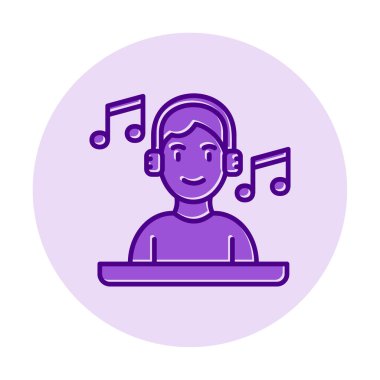 DJ avatar web simgesi, vektör illüstrasyonu 