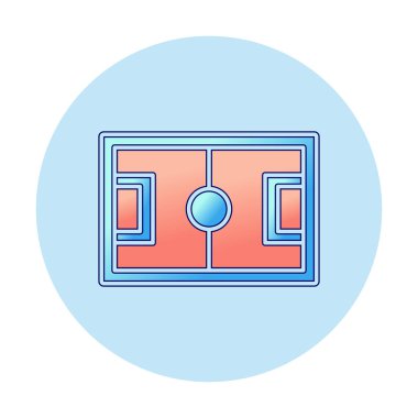 Futbol sahası simgesi beyaz arkaplanda izole edildi. 