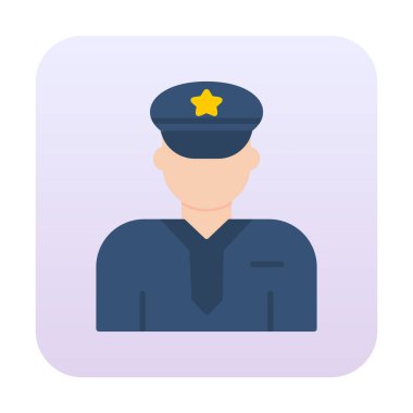 Üniformalı düz simgeli polis memurunun vektör çizimi