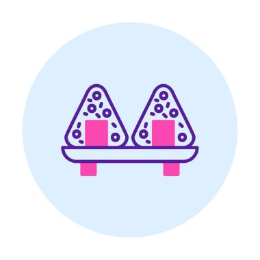 Onigiri sushi simgesi, vektör illüstrasyonu 