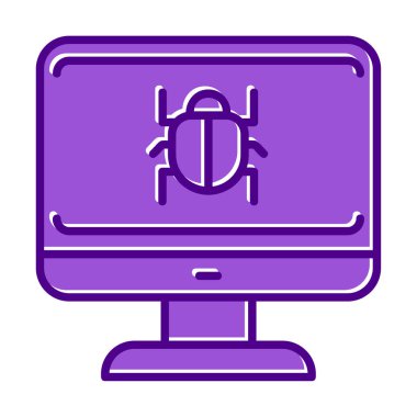 yazılım hatası düz simgesi, vektör illüstrasyonu, Sistem Virüsü 