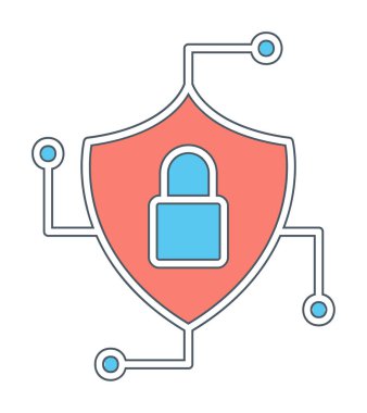 Asma kilit ikon vektör resimlemesi ile güvenli kalkan