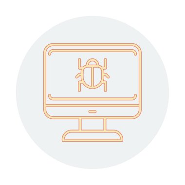 yazılım hatası düz simgesi, vektör illüstrasyonu, Sistem Virüsü 