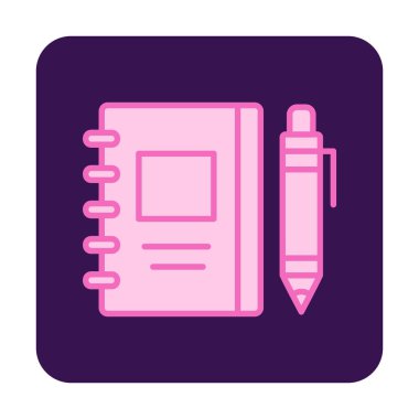 Çizim defteri ve kalem simgesi, vektör illüstrasyonu  