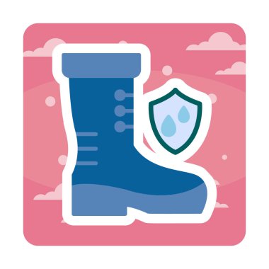 Basit su geçirmez ayakkabı simgesi, vektör illüstrasyonu