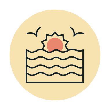 Basit düz gün batımı ve deniz 