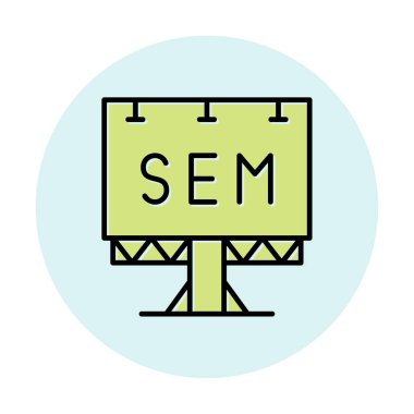 SEM ile Billboard simgesinin vektör illüstrasyonu  