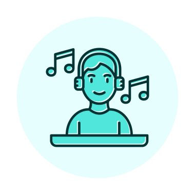 DJ avatar web simgesi, vektör illüstrasyonu 