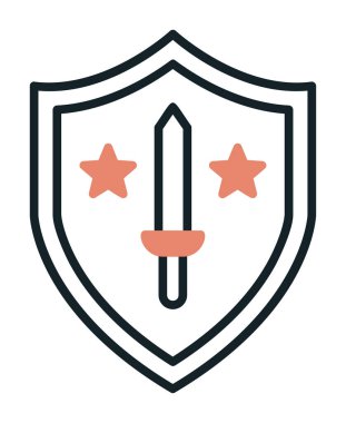 Kılıç vektör ağ simgesine sahip Askeri Kalkan, vektör illüstrasyonu 