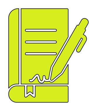 Basit Kitap İmzalama simgesi, vektör illüstrasyonu