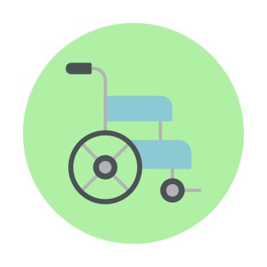 Basit Tekerlekli sandalye Simgesi, vektör illüstrasyonu