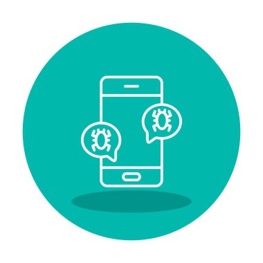 akıllı telefon virüslerle enfekte, vektör illüstrasyonu basit tasarım