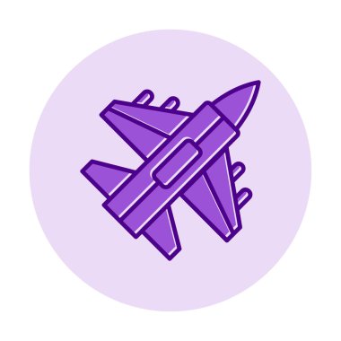Jet Fighter ikonu. Askeri uçak uçuşu. vektör illüstrasyonu