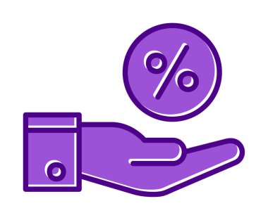 Basit el tutma oranı simgesi, indirim konsepti, vektör illüstrasyonu