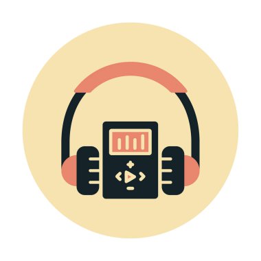 Düz kulaklık simgesi, web afişi, web ve mobil, bilgi grafikleri için vektör illüstrasyon kavramı.