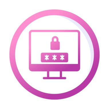 Basit Bilgisayar monitörü Ekran simgesi, vektör illüstrasyonunu kilitle