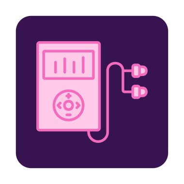 Kulaklık simgesi, vektör illüstrasyonlu Mp3 oynatıcı