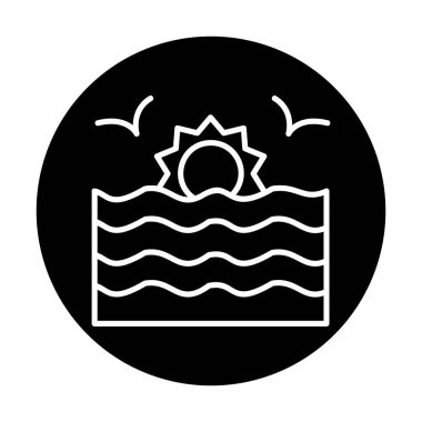 Basit düz gün batımı ve deniz 